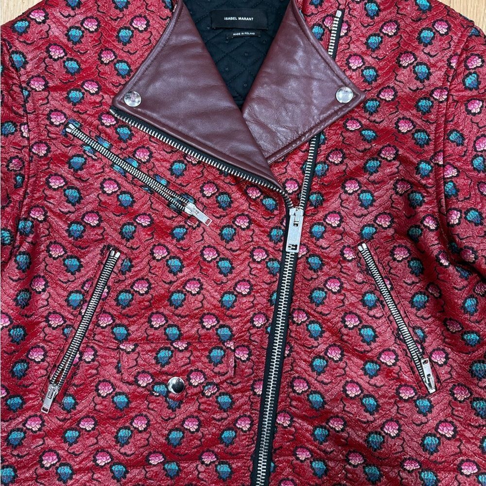 Isabel Marant Embroidered Leather Trim Moto Jacket Size S - Picture 8 of 8